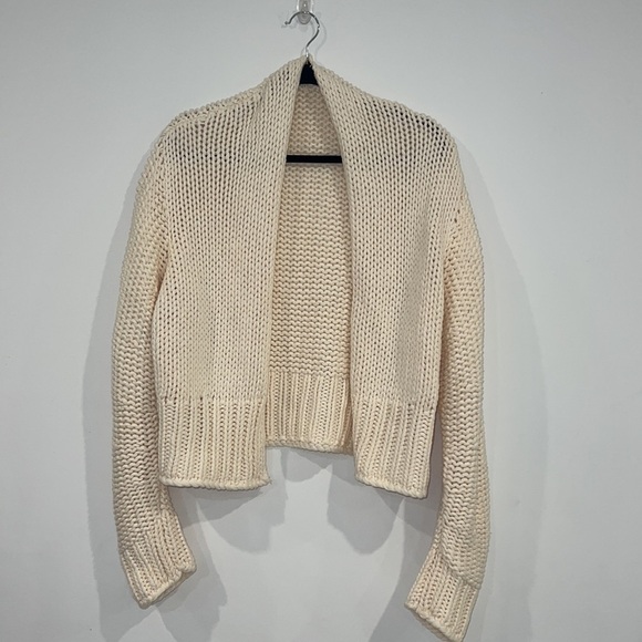 FREE People Cream Glow For It Chunky knit Cardigan size Large L=12-14 - Picture 5 of 15
